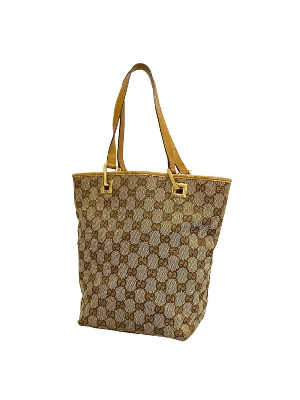 Gucci Tote Bag GG Canvas Brown Beige Gold